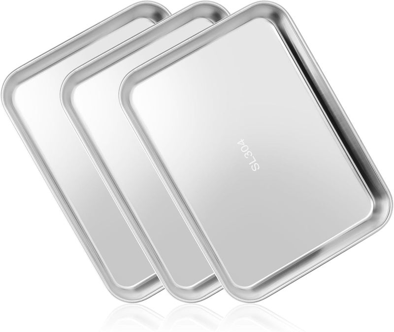 JMU Stainless Steel Tray 3 Pack, SL304 Thickened Stainless Steel Surgical Tray for Medical Instruments, 9.1" x 6.7" x 1.1" - Image 1